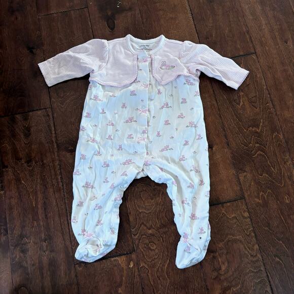 Little Me Girls 9 Month Romper Outfit Easter Rabbit Bunny Pink Floral - Picture 1 of 8
